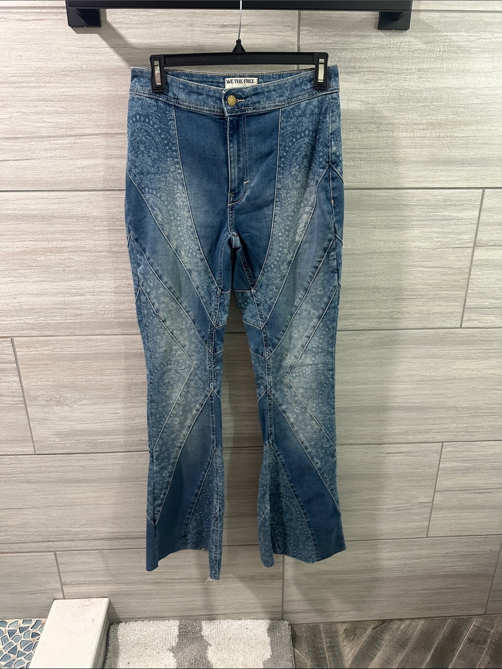We The Free Mermaid Flare Patchwork bandana print jeans